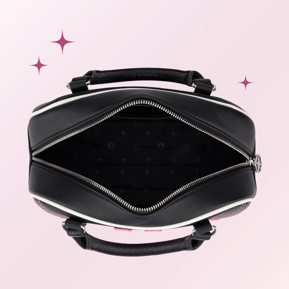 Paris Hilton Varsity Vegan Leather Bowler Satchel Hand Bag with Removable Strap - Picture 10 of 10